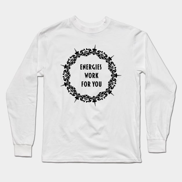 "Energies Work For You"; Mandala Print Design GC-092-05 Long Sleeve T-Shirt by GraphicCharms